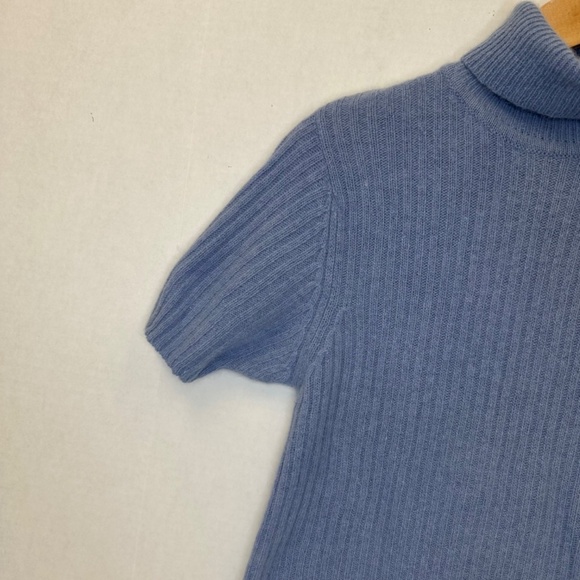 New York Jeans Blue Short Sleeve Lambwool and Angora Blend Sweater Top size Larg - Picture 4 of 9